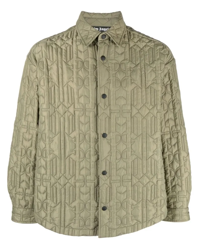 Palm Angels Gesteppte Hemdjacke mit Monogramm - Grün Grün