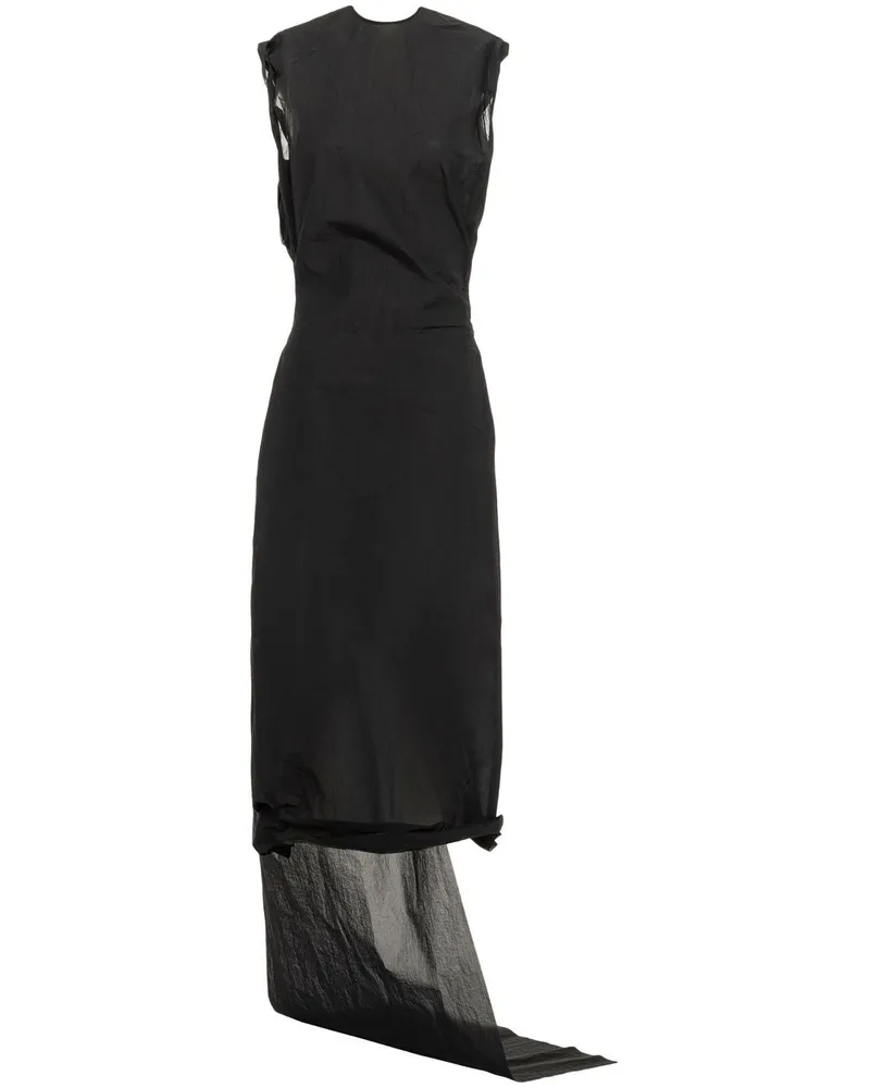 Prada Drapiertes Midikleid - Schwarz Schwarz