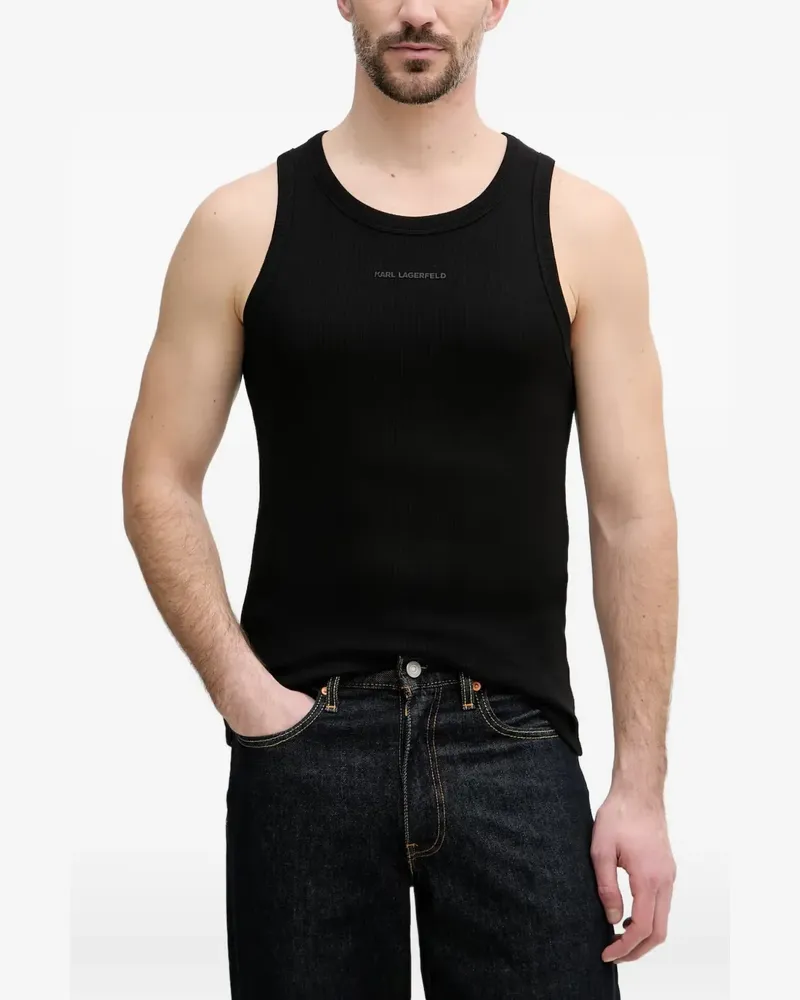 Karl Lagerfeld logo-print ribbed vest - Schwarz Schwarz