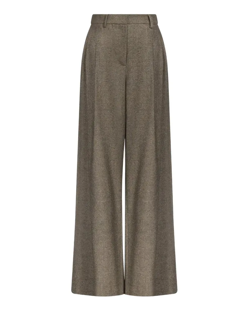 TWP Bundfaltenhose mit Fischgrätenmuster - Braun Braun