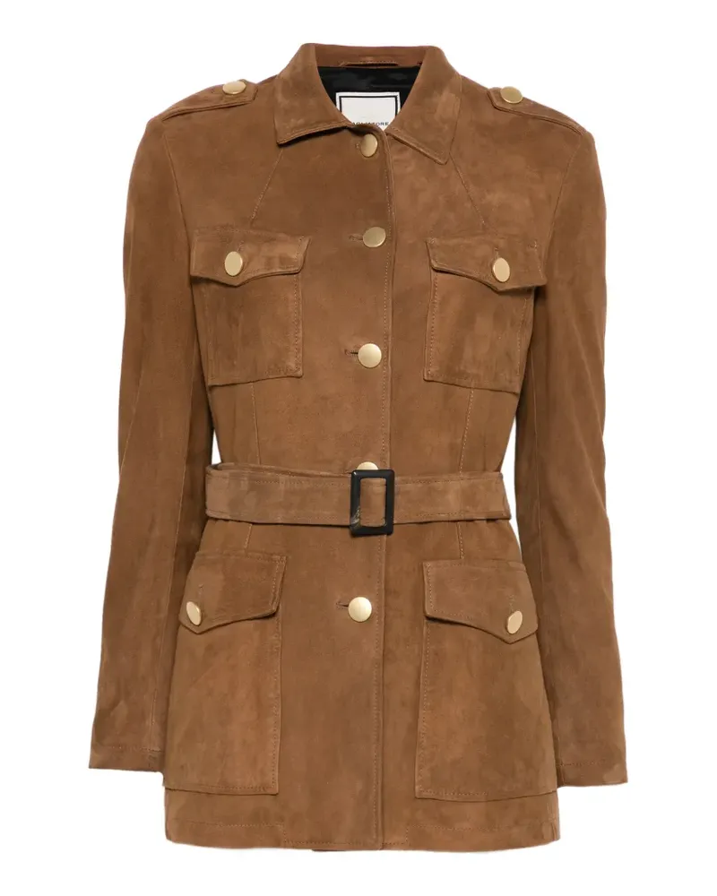 Tagliatore Clea buckle-belt leather jacket - Braun Braun