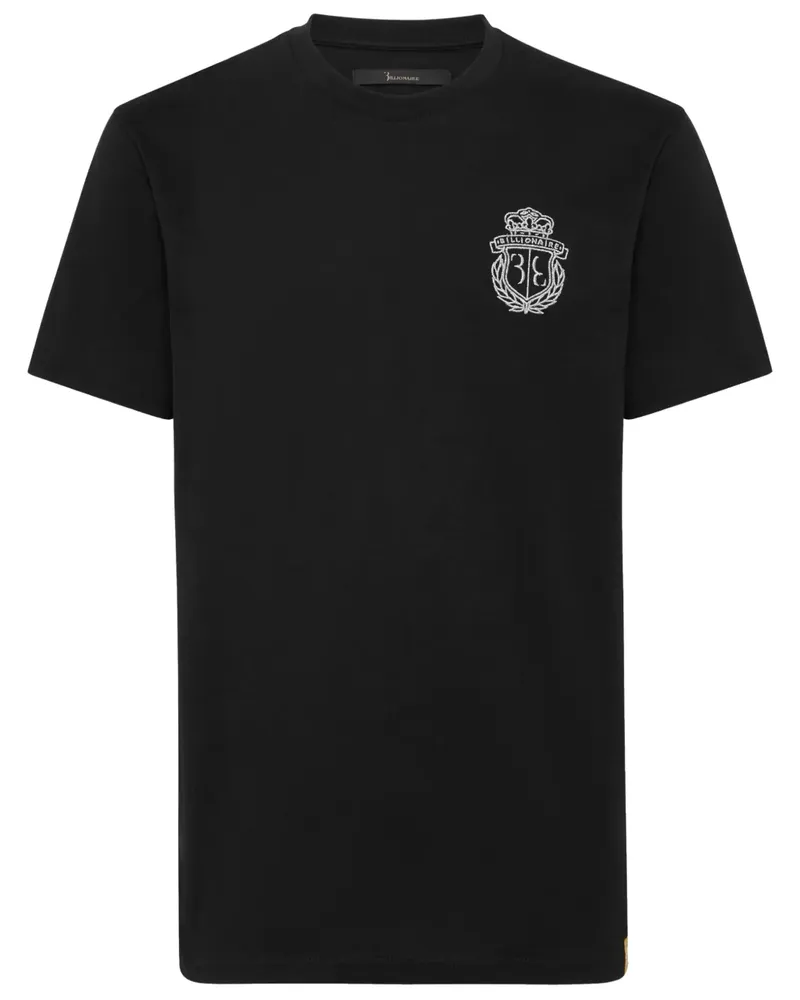Billionaire Embroidered Crest T-Shirt - Schwarz Schwarz