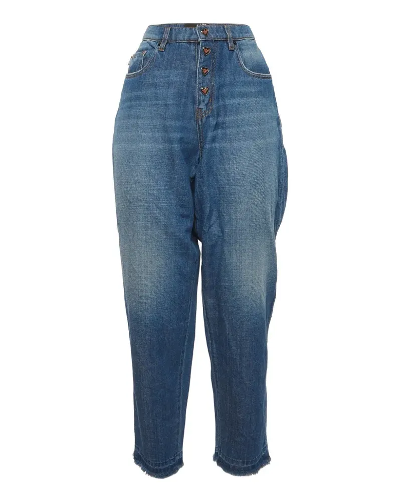 Moschino distressed heart-button tapered jeans - Blau Blau