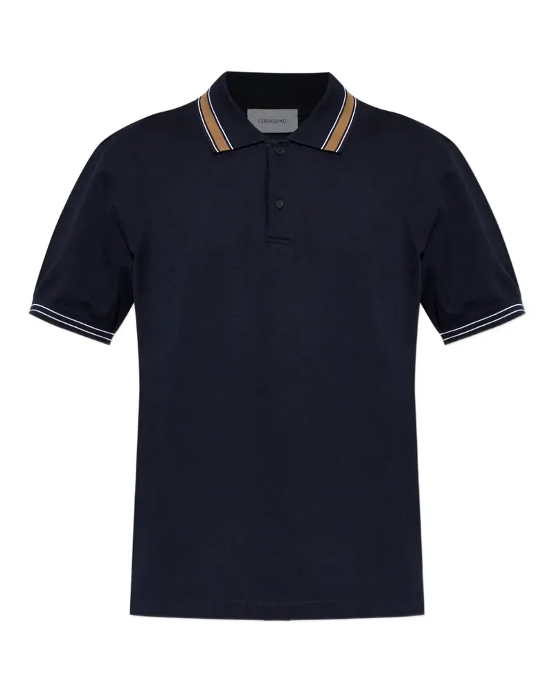 Ferragamo Poloshirt mit gestreiften Details - Blau Blau