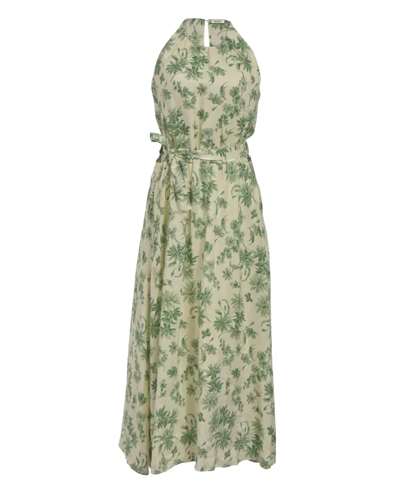 Sandro palm-print midi dress - Nude Nude