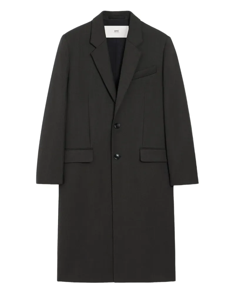 AMI Paris Einreihiger Mantel - Schwarz Schwarz