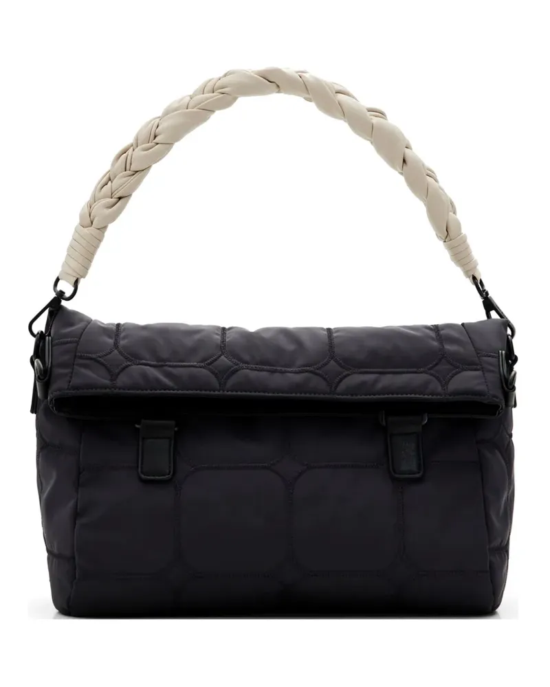 Desigual Gesteppter Tote Bag mit Flechthenkel - Schwarz Schwarz