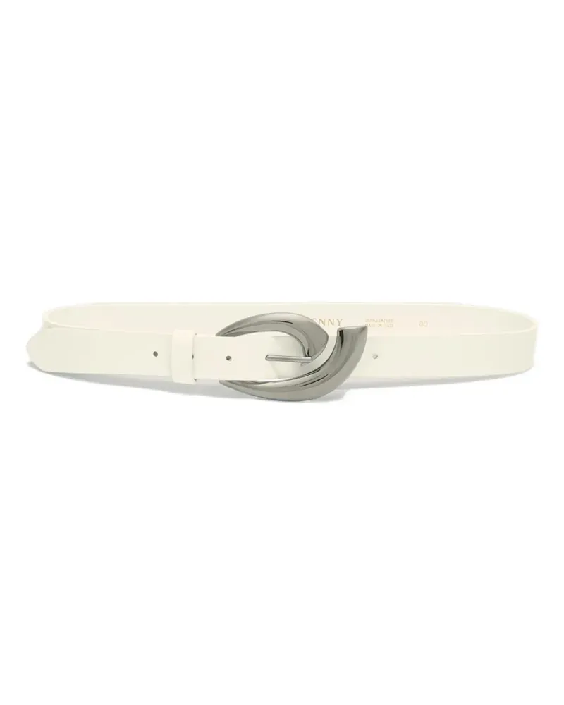Genny curved-buckle leather belt - Weiß Weiß