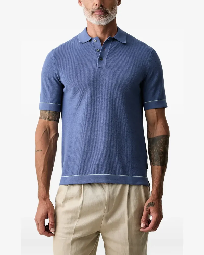 Hackett Poloshirt aus geripptem Strick - Blau Blau