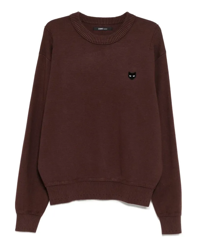 SONGZIO Sweatshirt mit Katzenstickerei - Braun Braun