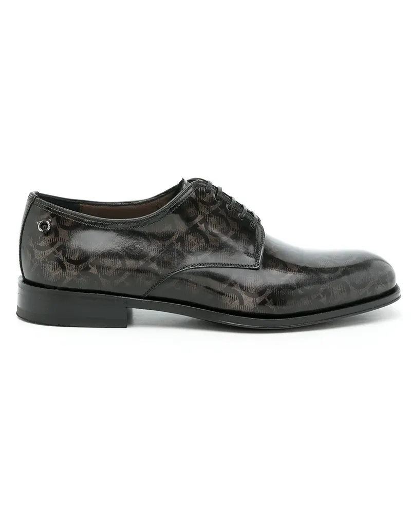 Ferragamo Pershore Derby-Schuhe mit Gancini-Print - Schwarz Schwarz