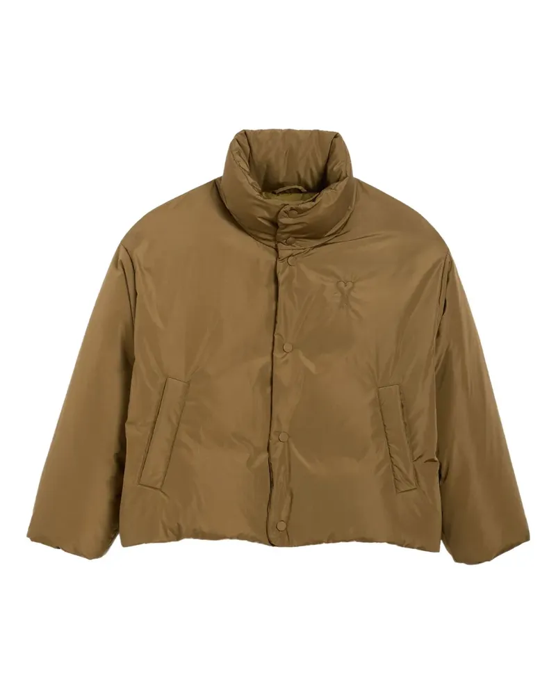 AMI Paris Gefütterte Jacke mit Logo-Prägung - Braun Braun