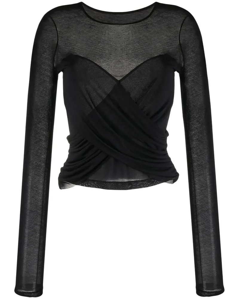 Balmain Drapiertes Top - Schwarz Schwarz