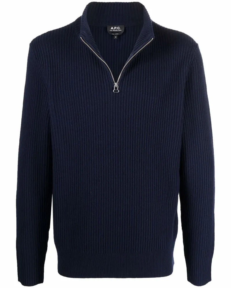 A.P.C. Gerippter Strickpullover - Blau Blau