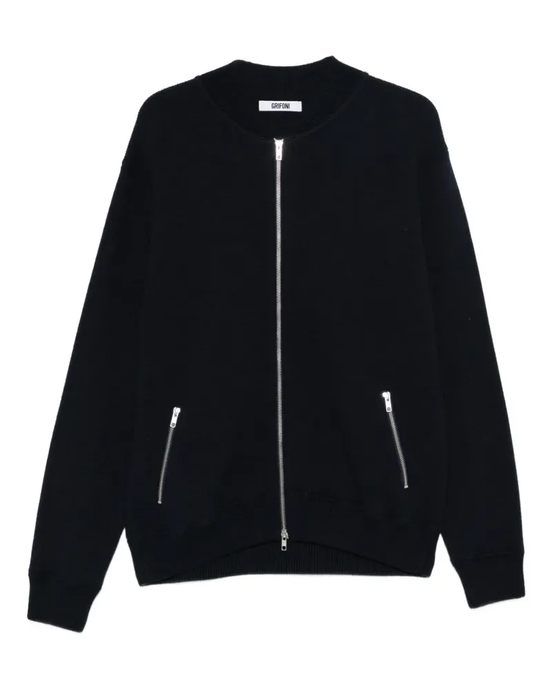 Mauro Grifoni Cardigan mit Reißverschlusstasche - Blau Blau