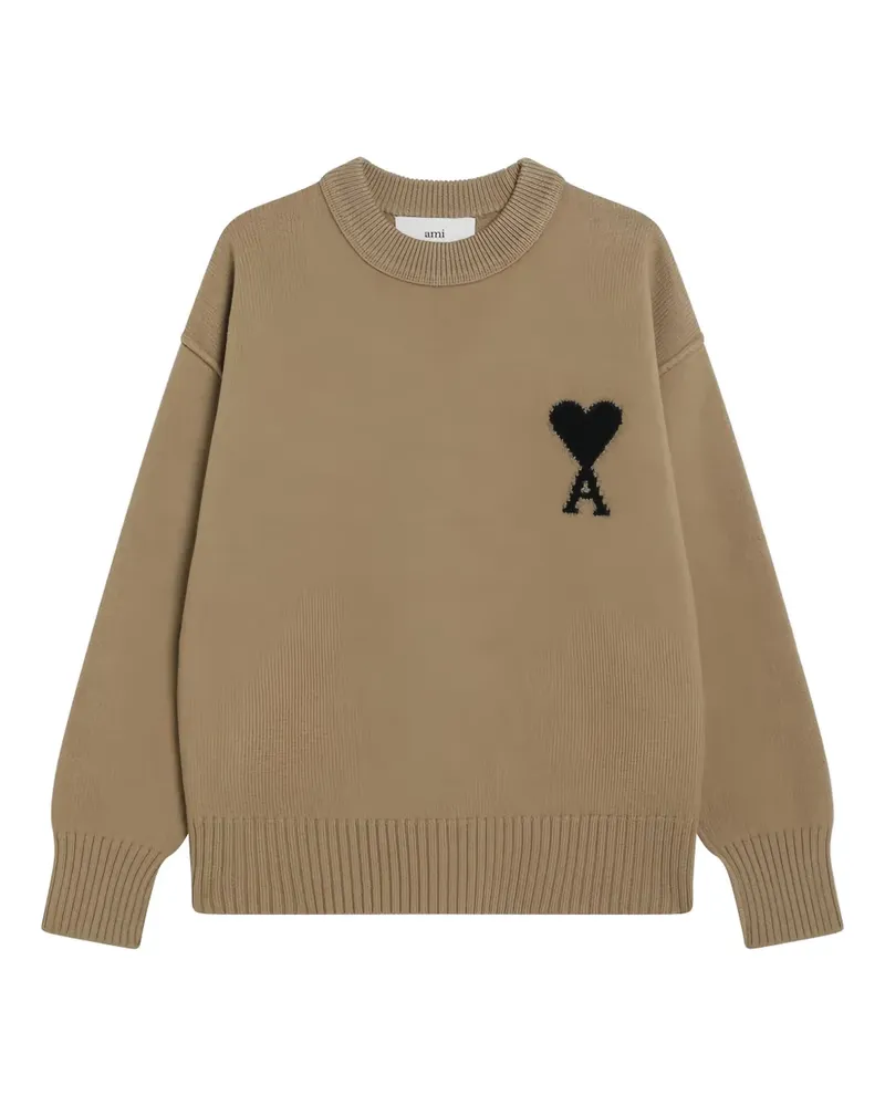AMI Paris Pullover mit Herz-Logo - Braun Braun