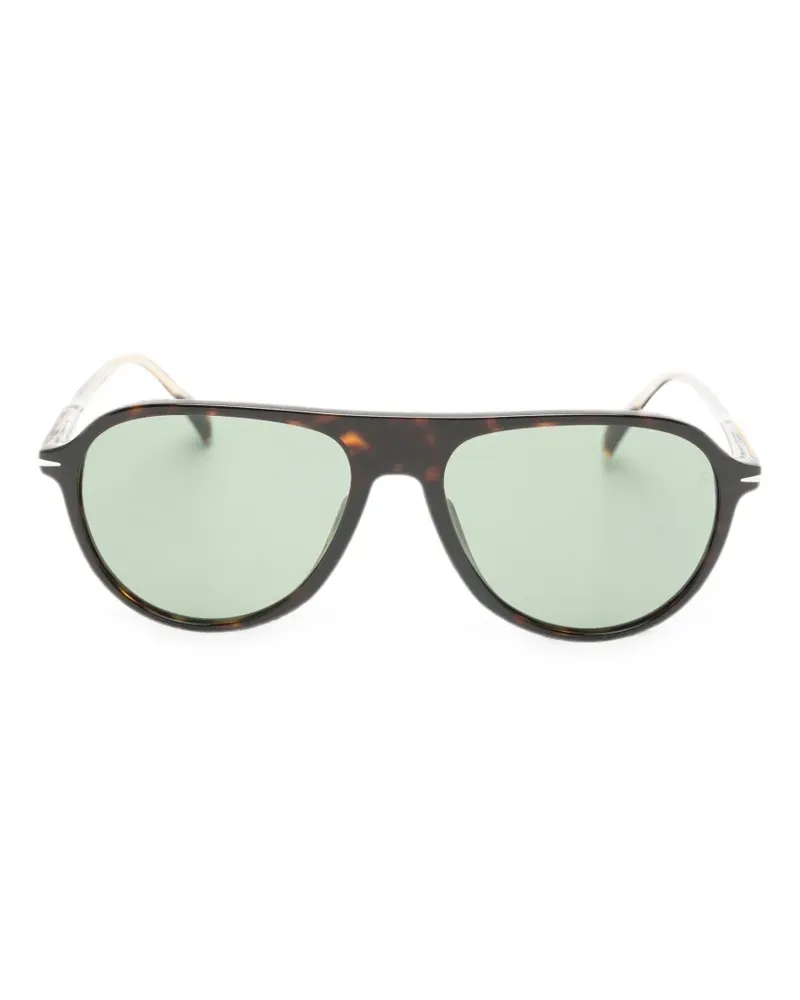 EYEWEAR by DAVID BECKHAM tortoiseshell-effect rectangle-frame sunglasses - Braun Braun