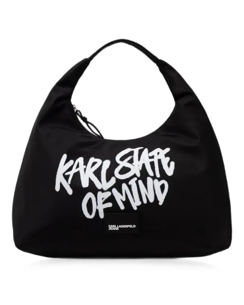 Karl Lagerfeld graffiti-print logo-patch tote bag - Schwarz Schwarz