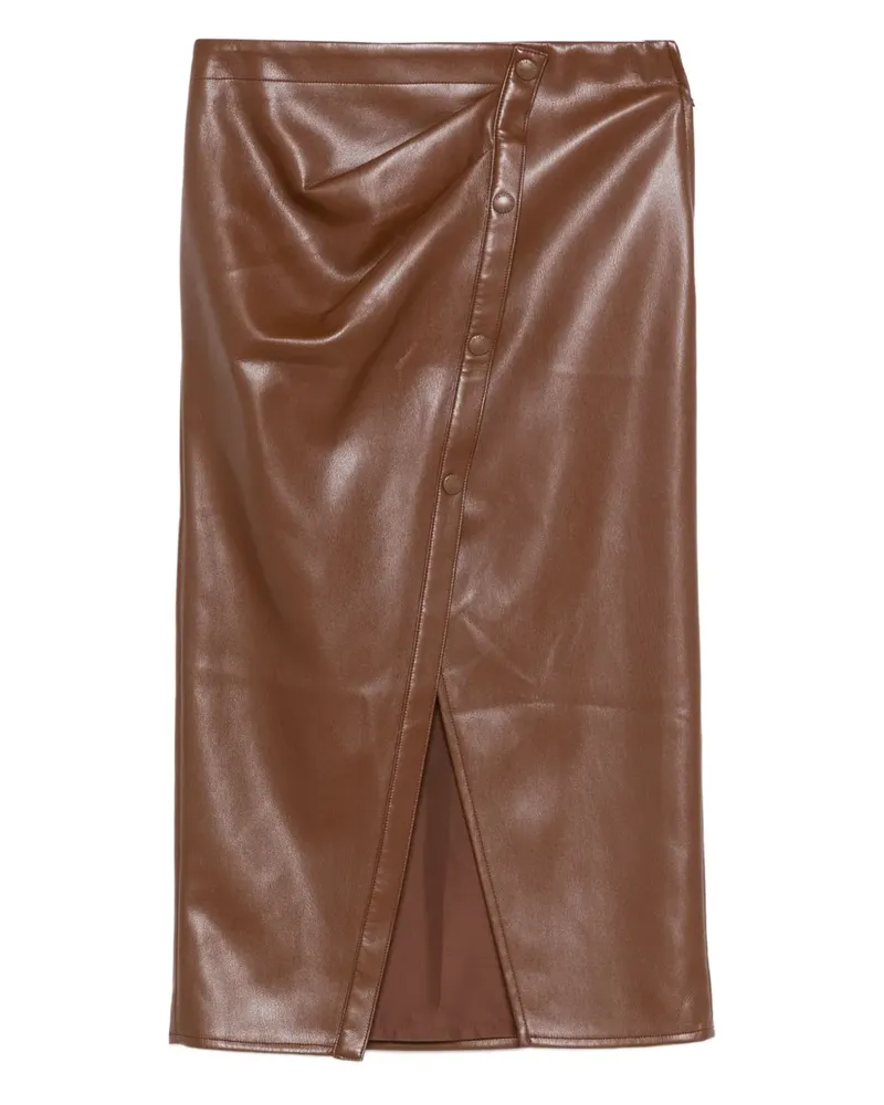 Patrizia Pepe button-fastening draped skirt - Braun Braun