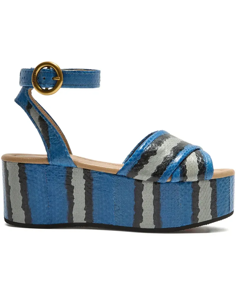 Maliparmi Gestreifte Plateau-Sandalen - Blau Blau