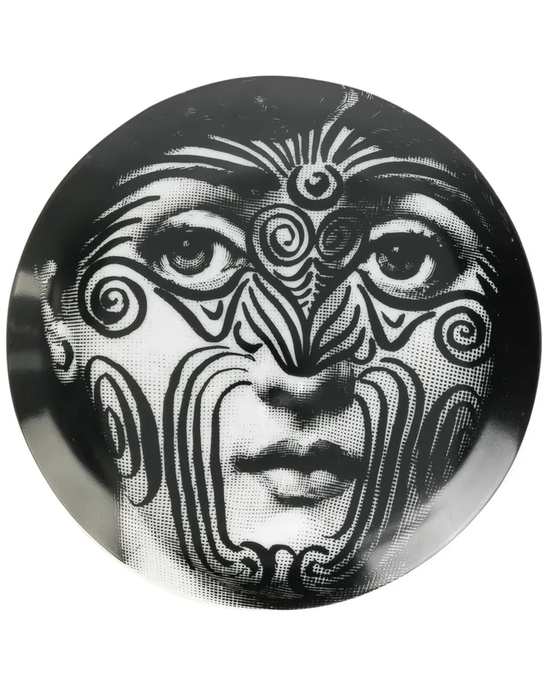 Fornasetti Büchse mit Print aus Porzellan - Schwarz Schwarz