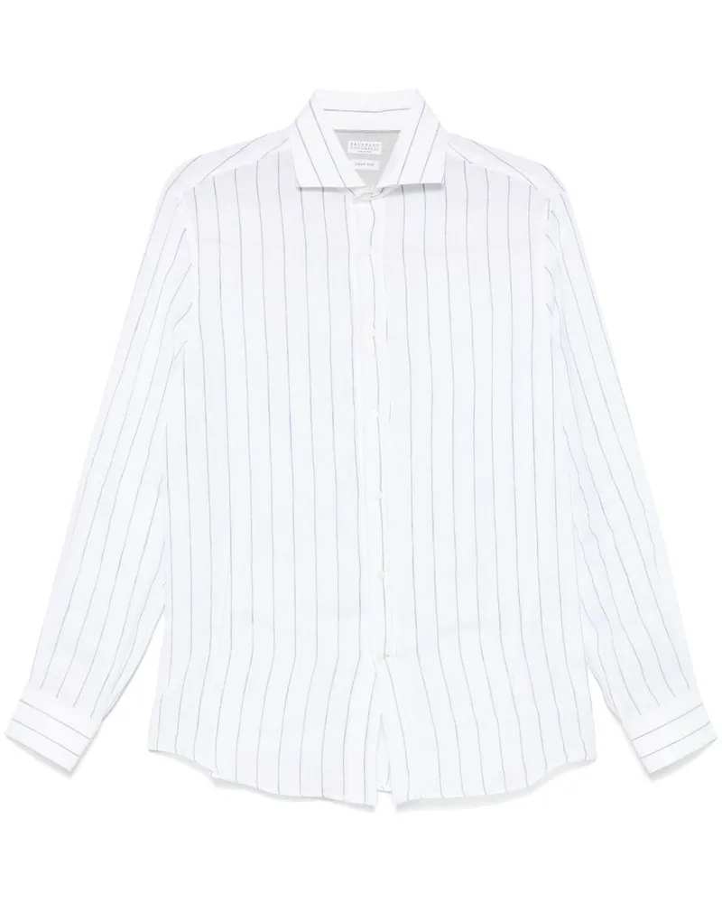Brunello Cucinelli Gestreiftes Hemd - Weiß Weiß