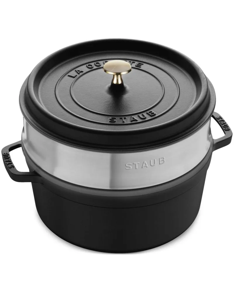 Staub Gusseisen-Kasserolle mit Dämpfkorb (24cm) - Schwarz Schwarz