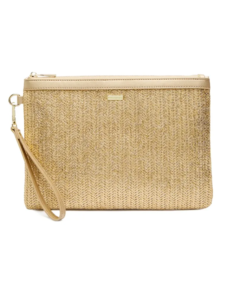 Melissa Odabash Capri Clutch mit Fischgrätenmuster - Nude Nude