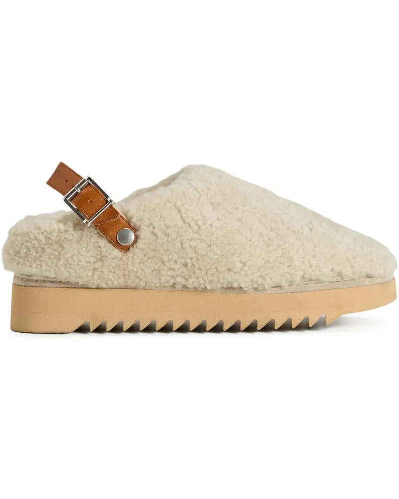 Woolrich Mules aus Schafsleder mit Schnallenriemen - Weiß Weiß