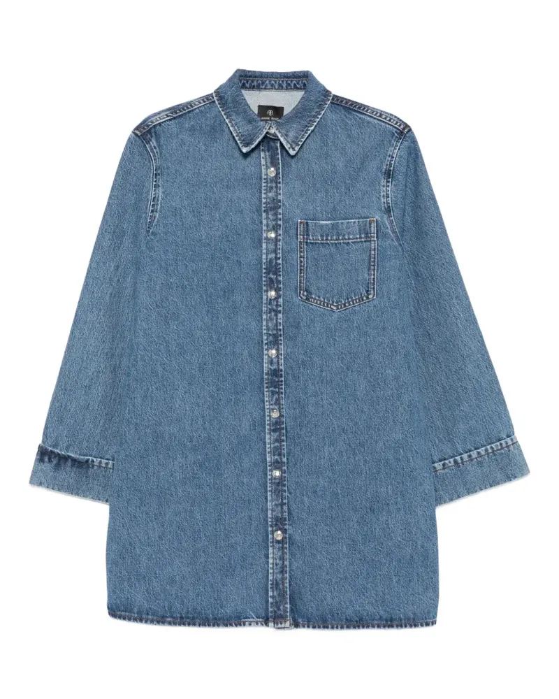 Anine Bing Mary button-up chest-pocket mini dress - Blau Blau