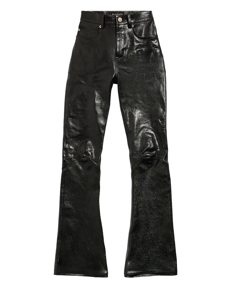 Balenciaga Bootcut-Hose aus Leder - Schwarz Schwarz