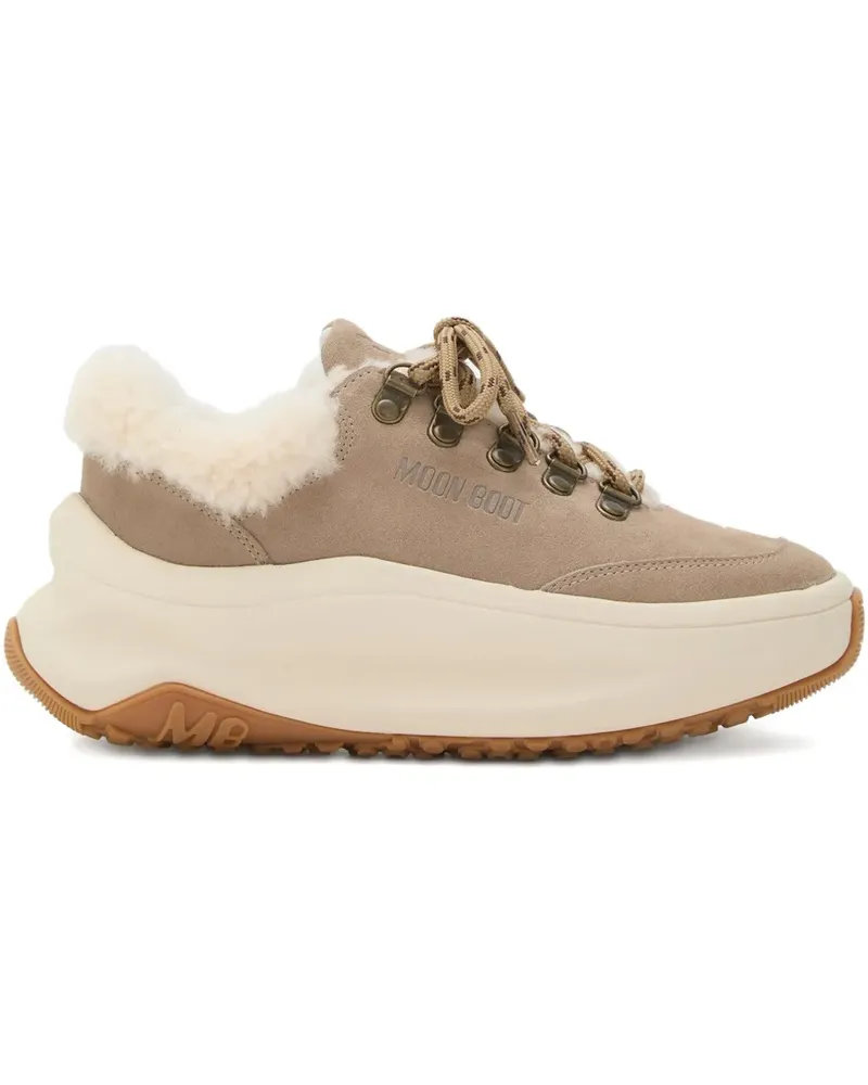 Moon Boot City Plateau-Sneakers mit Shearling - Nude Nude