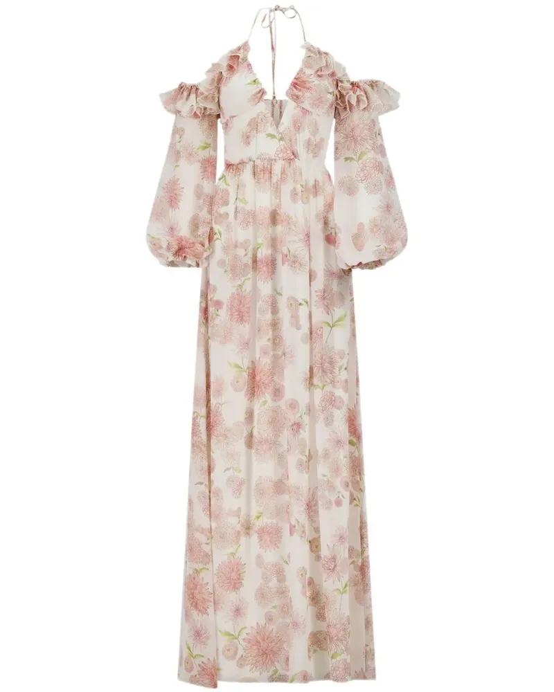 Giambattista Valli Neckholder-Kleid mit Blumen-Print - Weiß Weiß