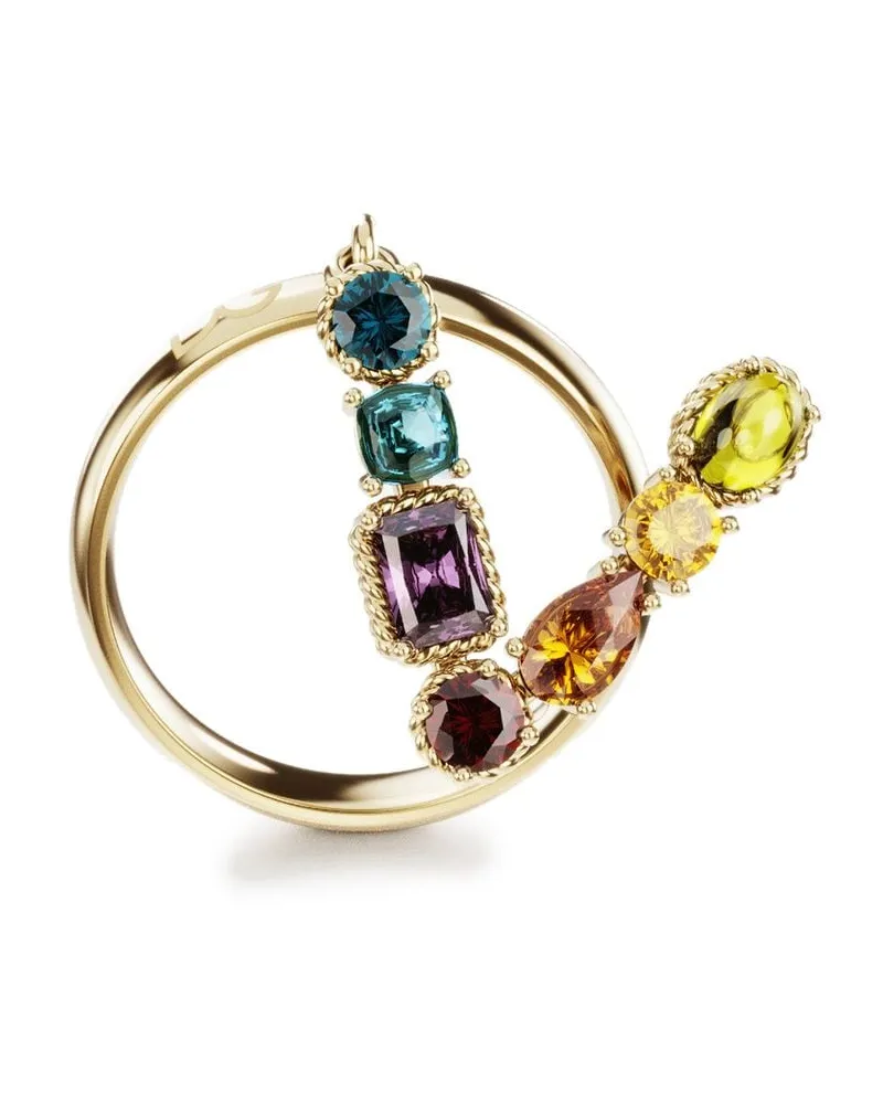 Dolce & Gabbana 18kt Rainbow Alphabet V Gelbgoldring Gold
