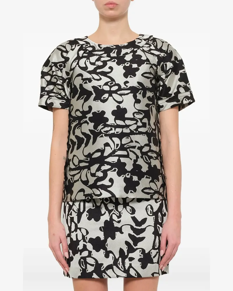 Lanvin abstract-print short-sleeve top - Nude Nude
