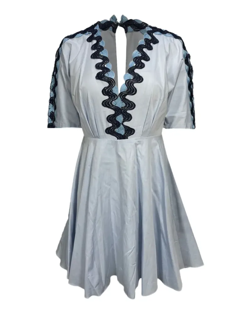 Sandro embroidered pleated mini dress - Blau Blau