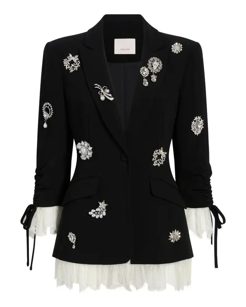 Cinq à Sept Blazer mit Kristallbrosche - Schwarz Schwarz