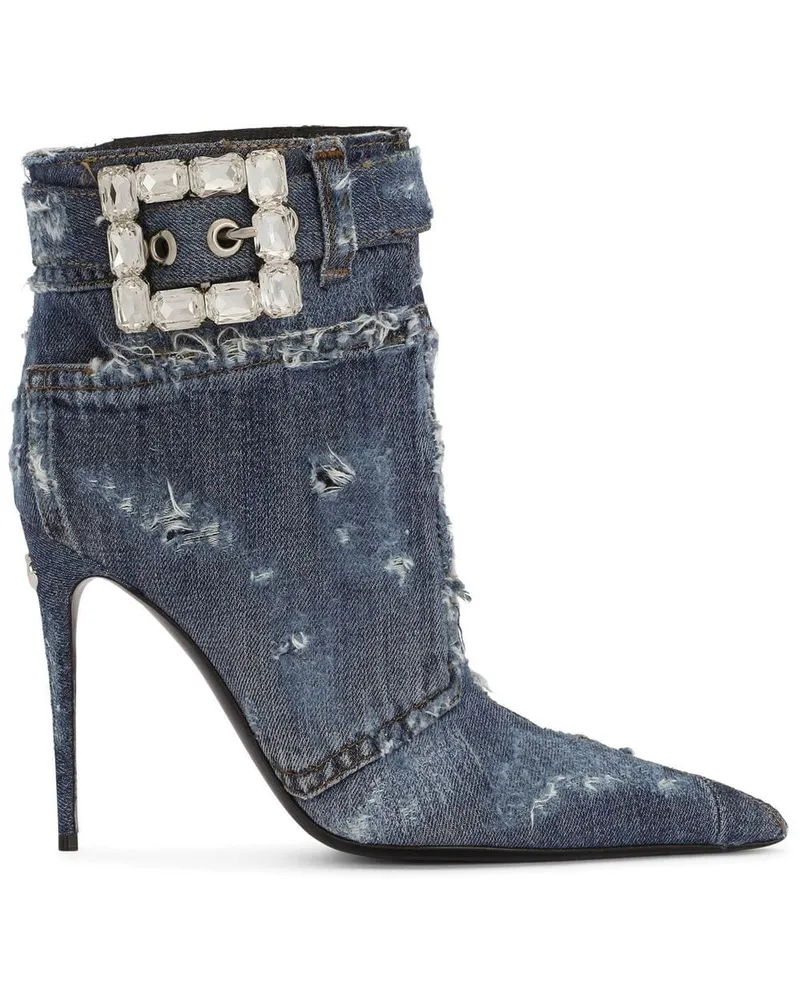 Dolce & Gabbana Verzierte Stiefeletten im Patchwork-Look - Blau Blau