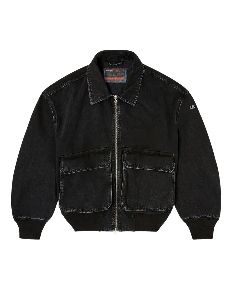 Diesel D-Kurz Jeansjacke - Schwarz Schwarz