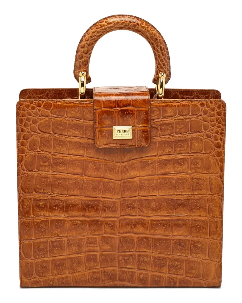Gianfranco Ferré Handtasche mit Kroko-Effekt - Braun Braun
