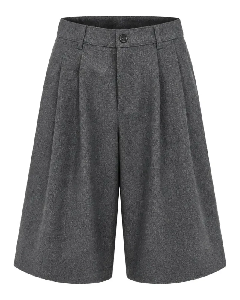nine:inthe:morning herringbone-pattern pleated shorts - Grau Grau