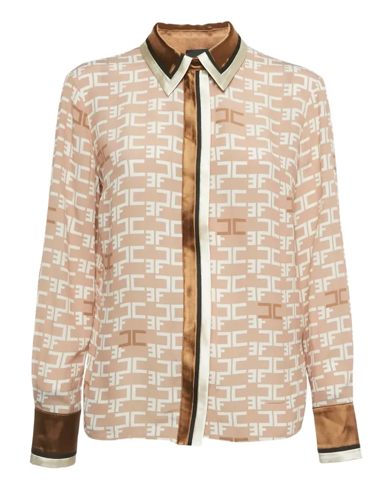 Elisabetta Franchi Monogram print buttoned blouse - Nude Nude