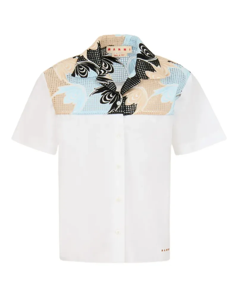 Marni Geblümtes Mesh-Hemd - Weiß Weiß