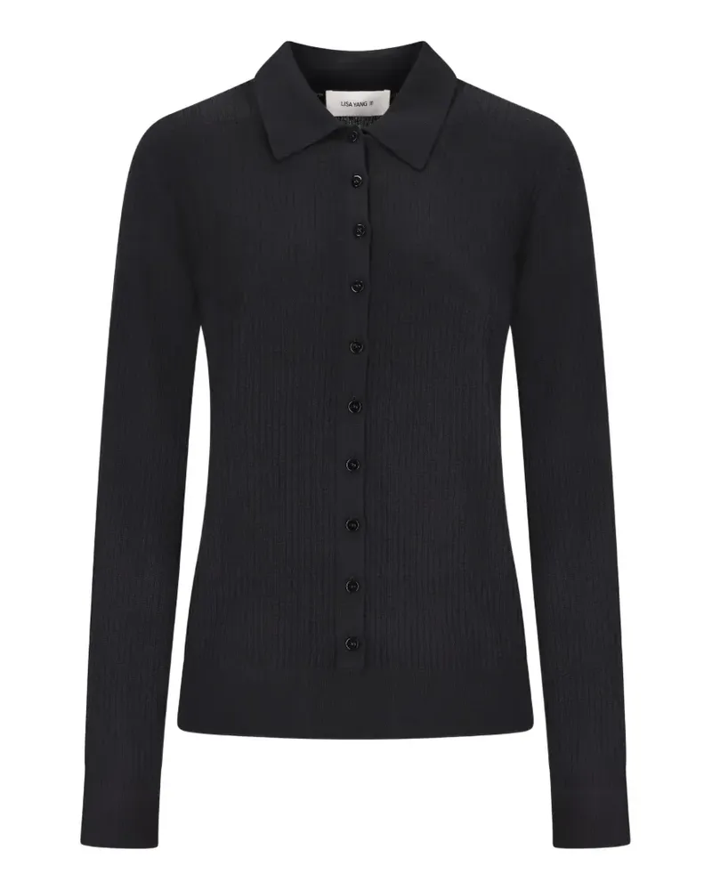 Lisa Yang Gerippter Agata Cardigan - Schwarz Schwarz