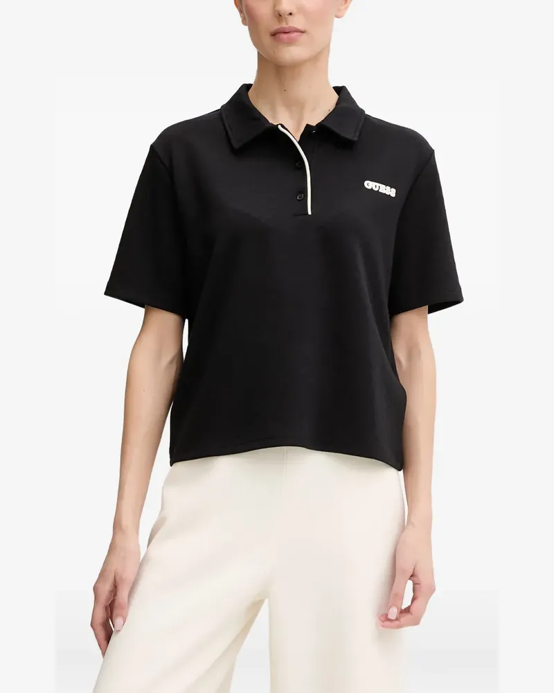 Guess logo-patch polo top - Schwarz Schwarz