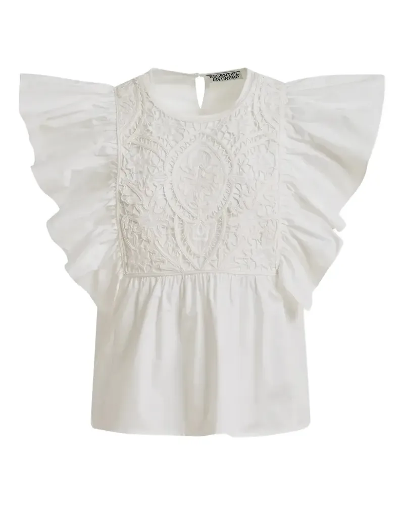 Essentiel lace-embroidered ruffled blouse - Weiß Weiß