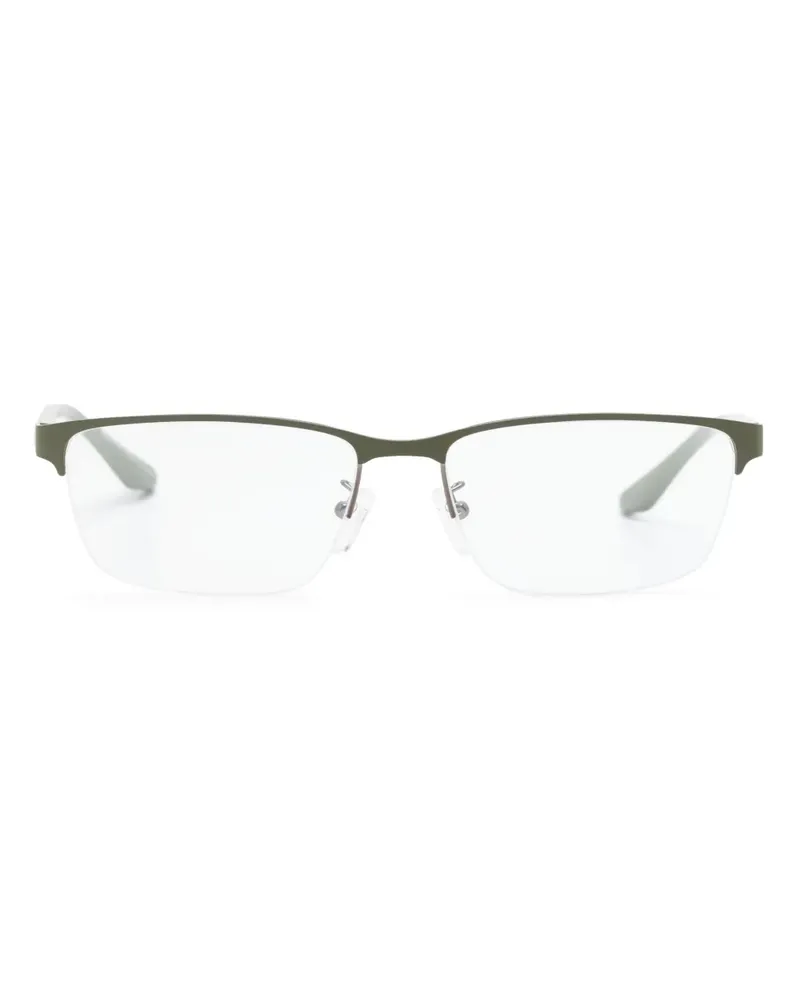Emporio Armani Eckige Brille mit Logo-Schild - Grün Grün