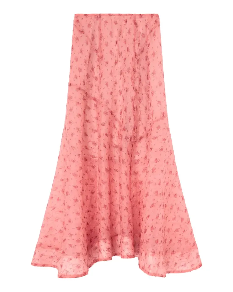 Ganni Midirock mit Blumenmuster - Rosa Rosa