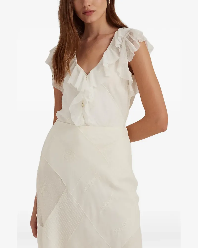 Ralph Lauren ruffled-neck top - Nude Nude