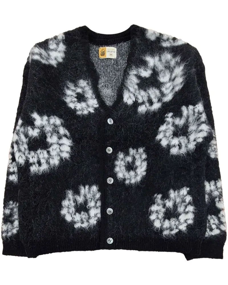 SAINT MXXXXXX x Denim Tears floral cardigan - Schwarz Schwarz